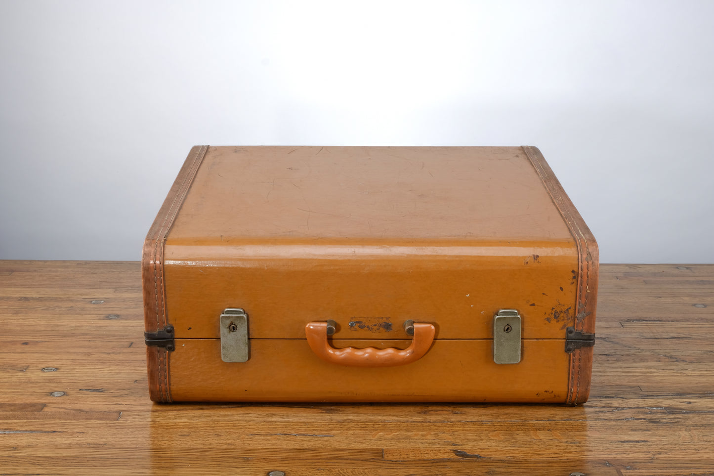 SAMSONITE BROWN HARD SHELL LEATHER SUITCASE