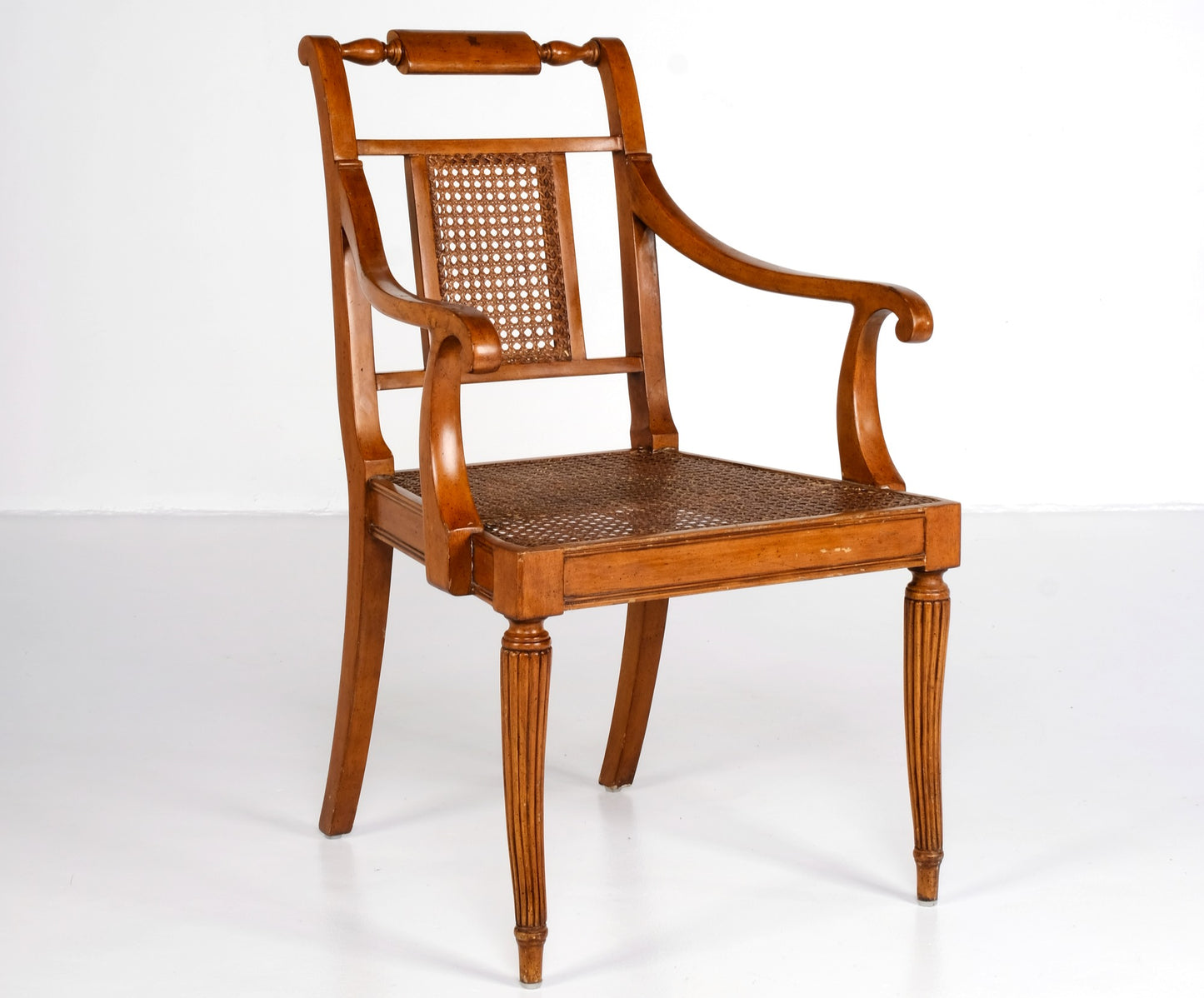 ANTIQUE PARISIAN SOLIYA AND WOODEN ARMCHAIRS