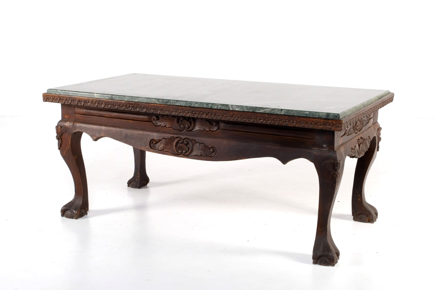 WOODEN COFFEE TABLE WITH MARBLE TOP