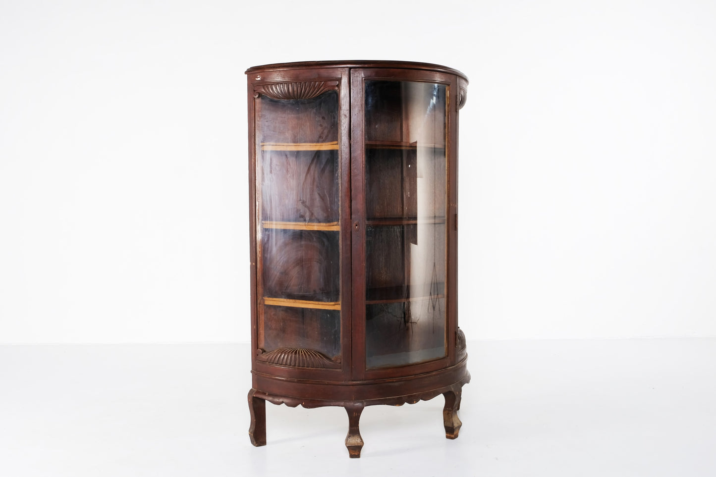 ANTIQUE CURVED CURIO CHINA CABINET