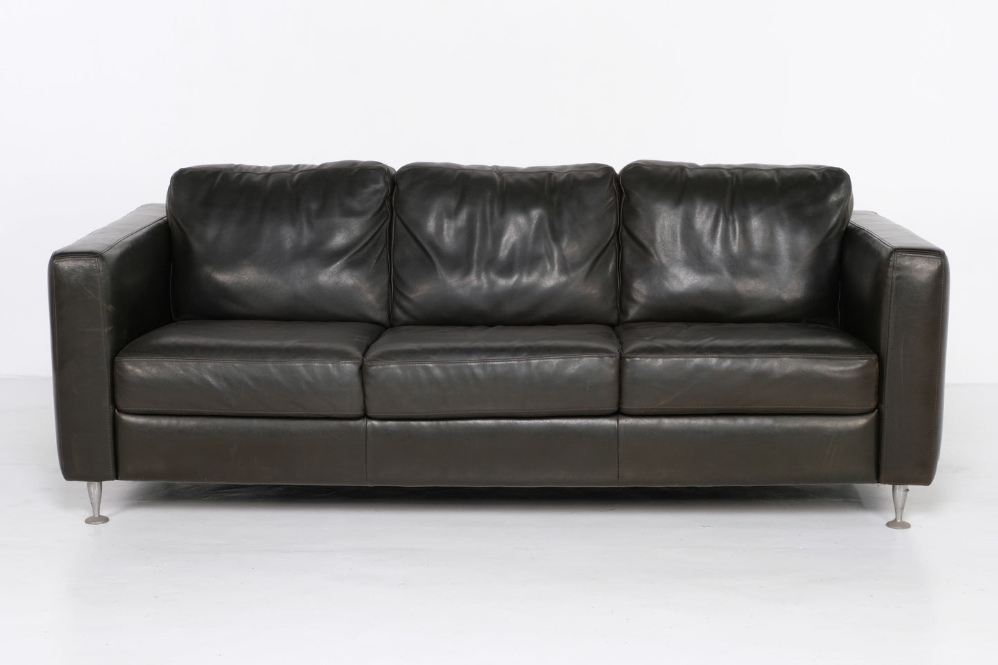 BLACK LEATHER SOFA SET FROM ITALSOFA