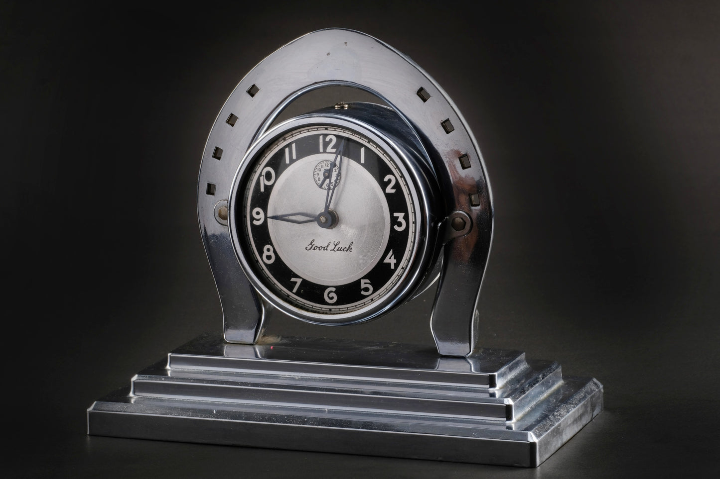 Art deco Lux good luck horseshoe alarm clock