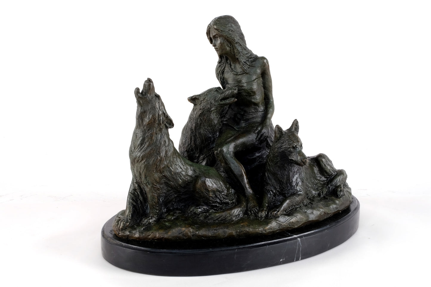 ART DECO HOWLING MOUNTAIN WOLF & LADY