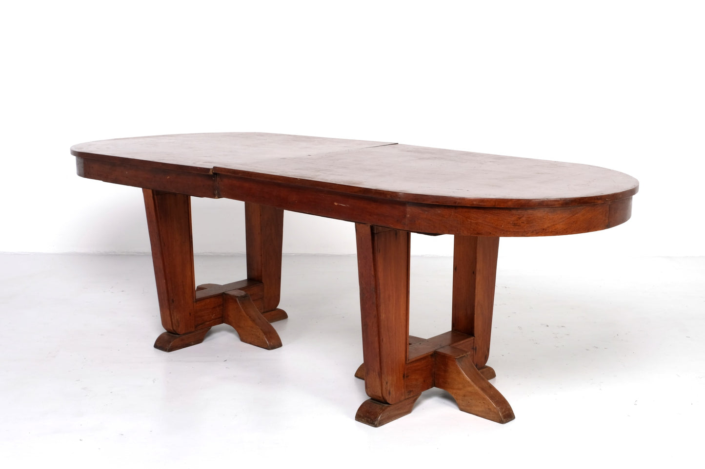 ANTIQUE DOUBLE PEDESTAL OVAL DINING TABLE