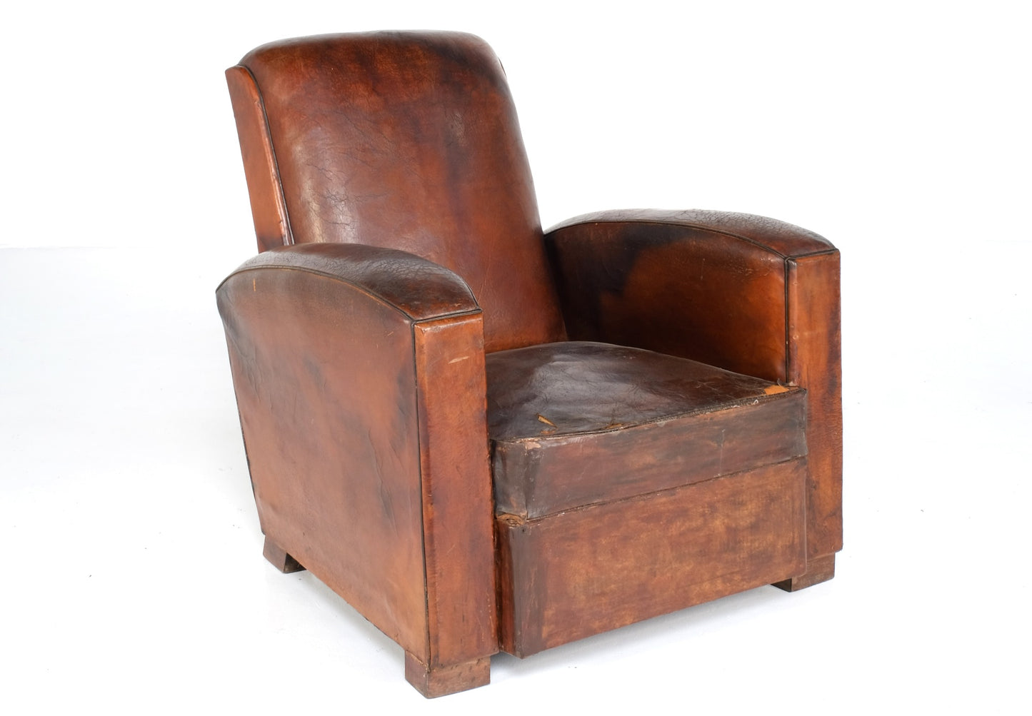 ARTDECO FRENCH LEATHER LOUNGE CHAIR #2