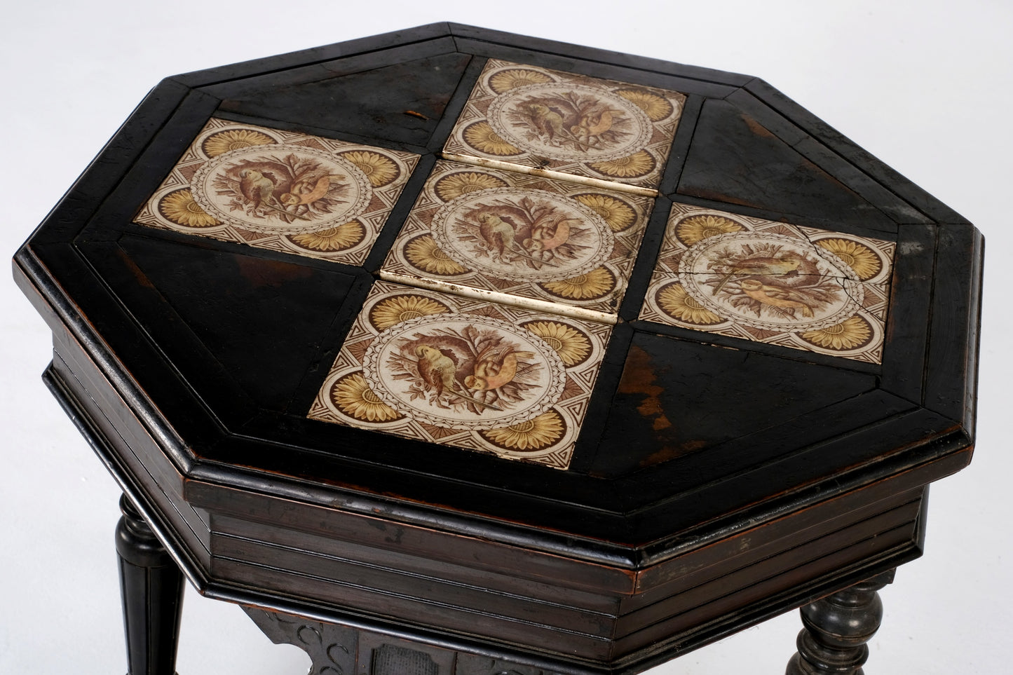 ANTIQUE OCTAGON TILES PARLOR TABLE