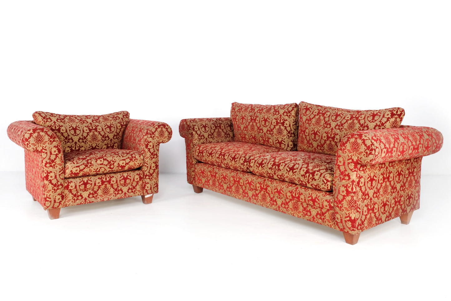 SET OF EUROPIAN STYLE FLORAL FABRIC STUDIO COUCHES
