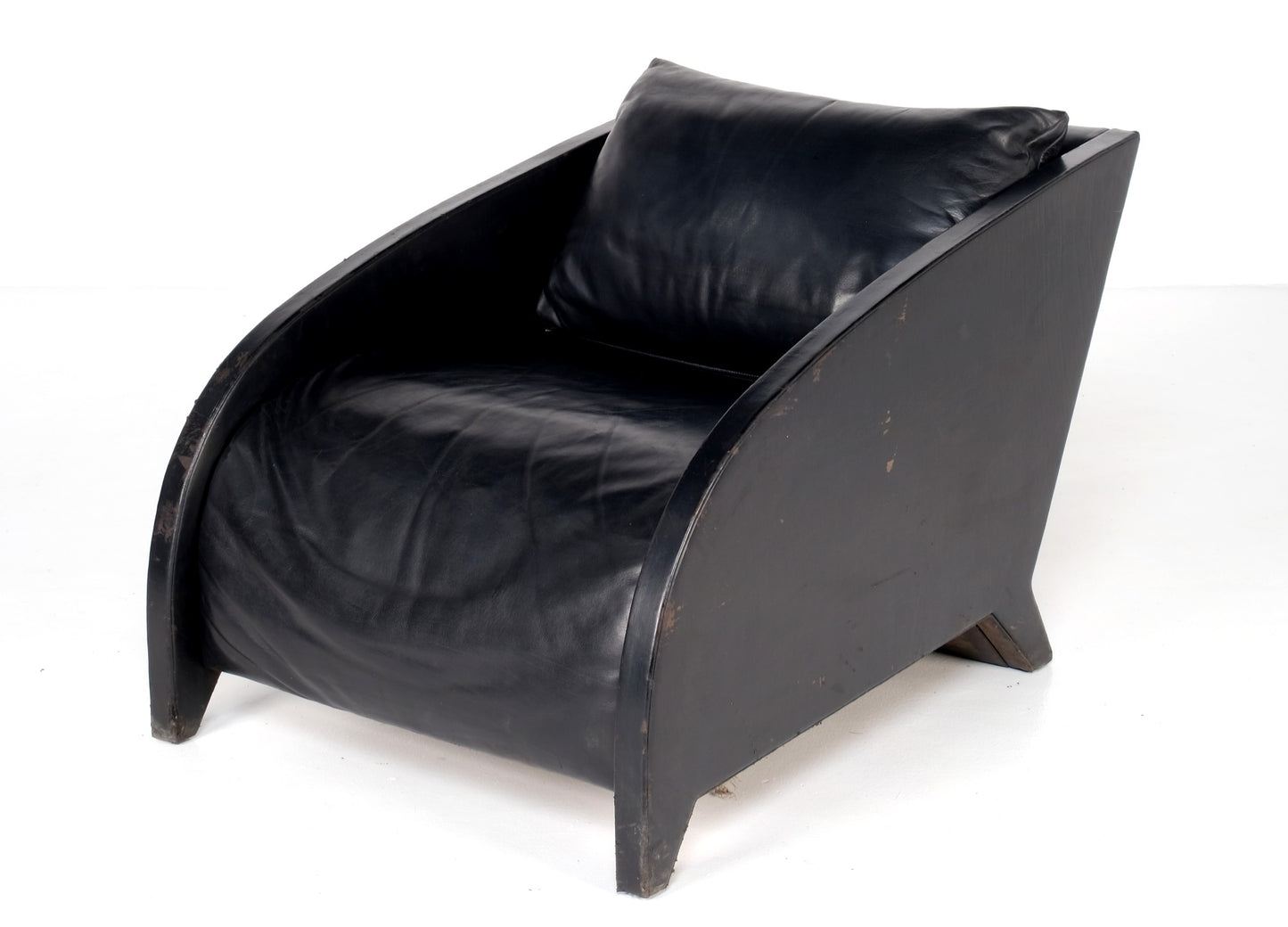 ART DECO REVIVAL BAUHAUS LEATHER LOUNGE CHAIR