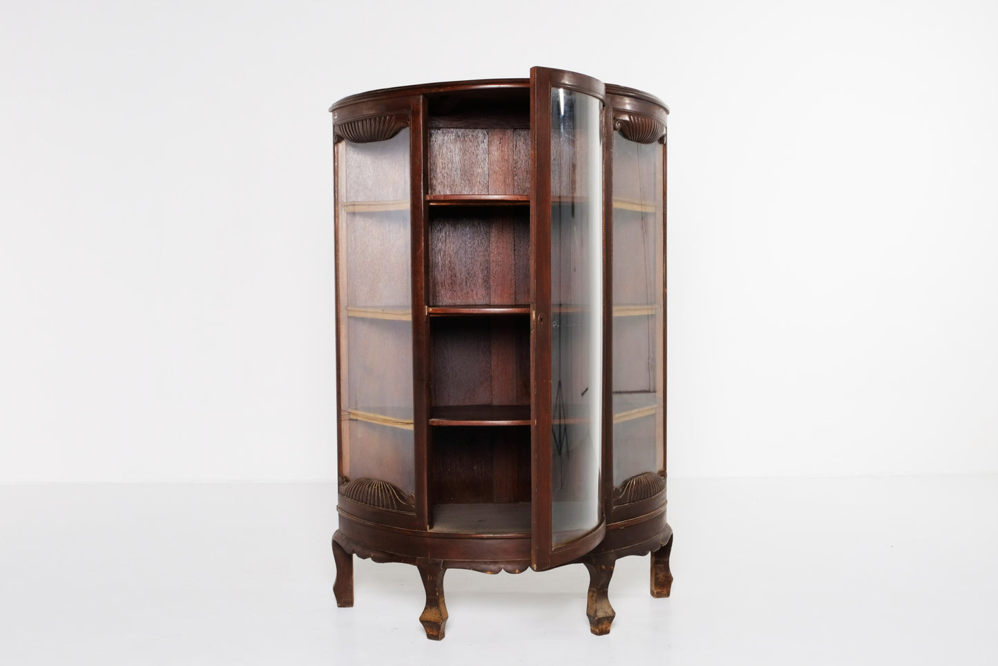ANTIQUE CURVED CURIO CHINA CABINET
