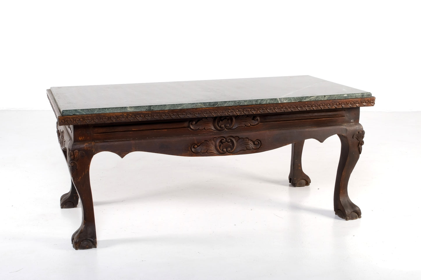 WOODEN COFFEE TABLE WITH MARBLE TOP