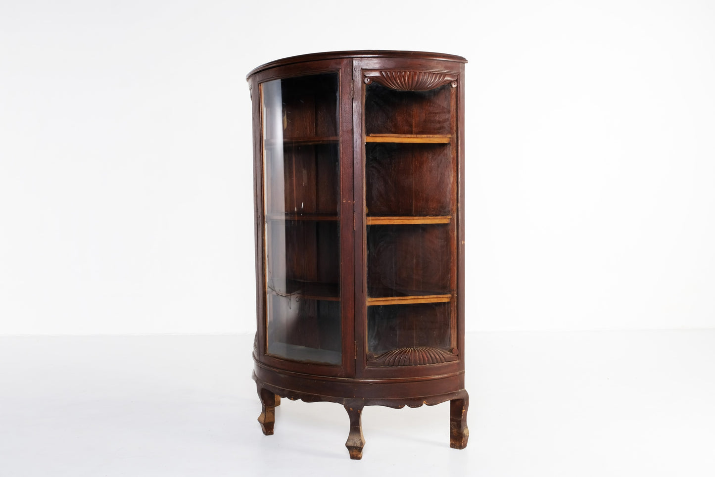 ANTIQUE CURVED CURIO CHINA CABINET