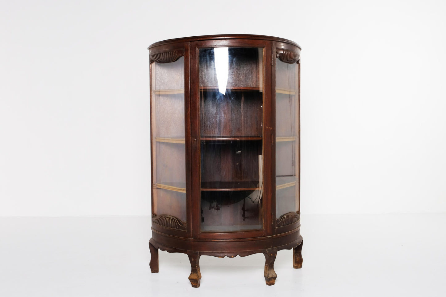 ANTIQUE CURVED CURIO CHINA CABINET