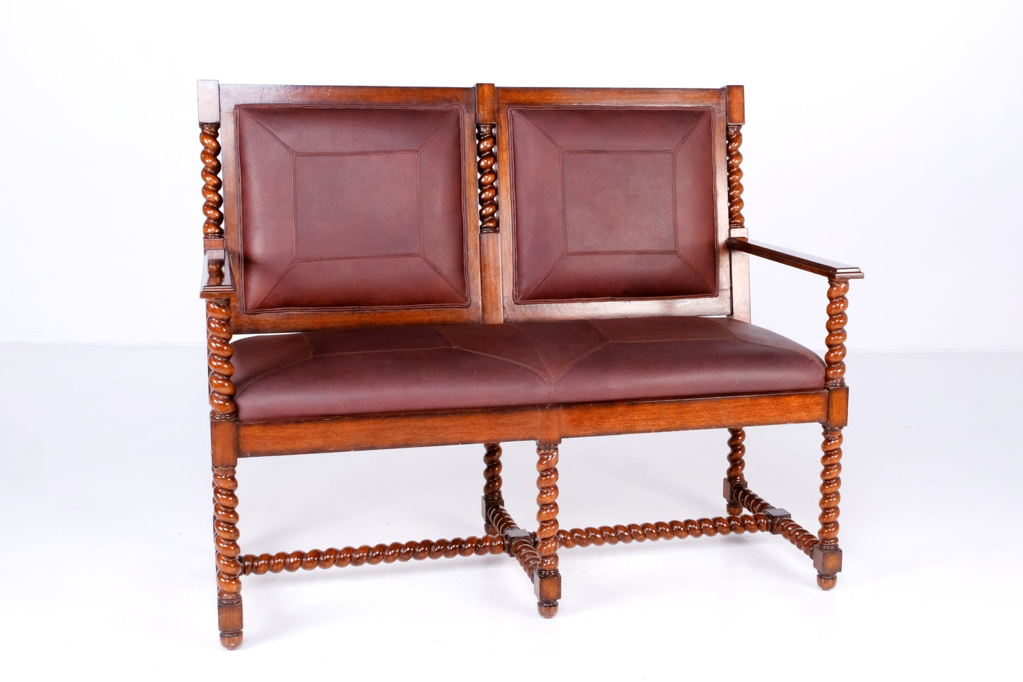 ARTDECO VINTAGE LOVE SEAT EUROPEAN STYLE LEATHER/CARVED