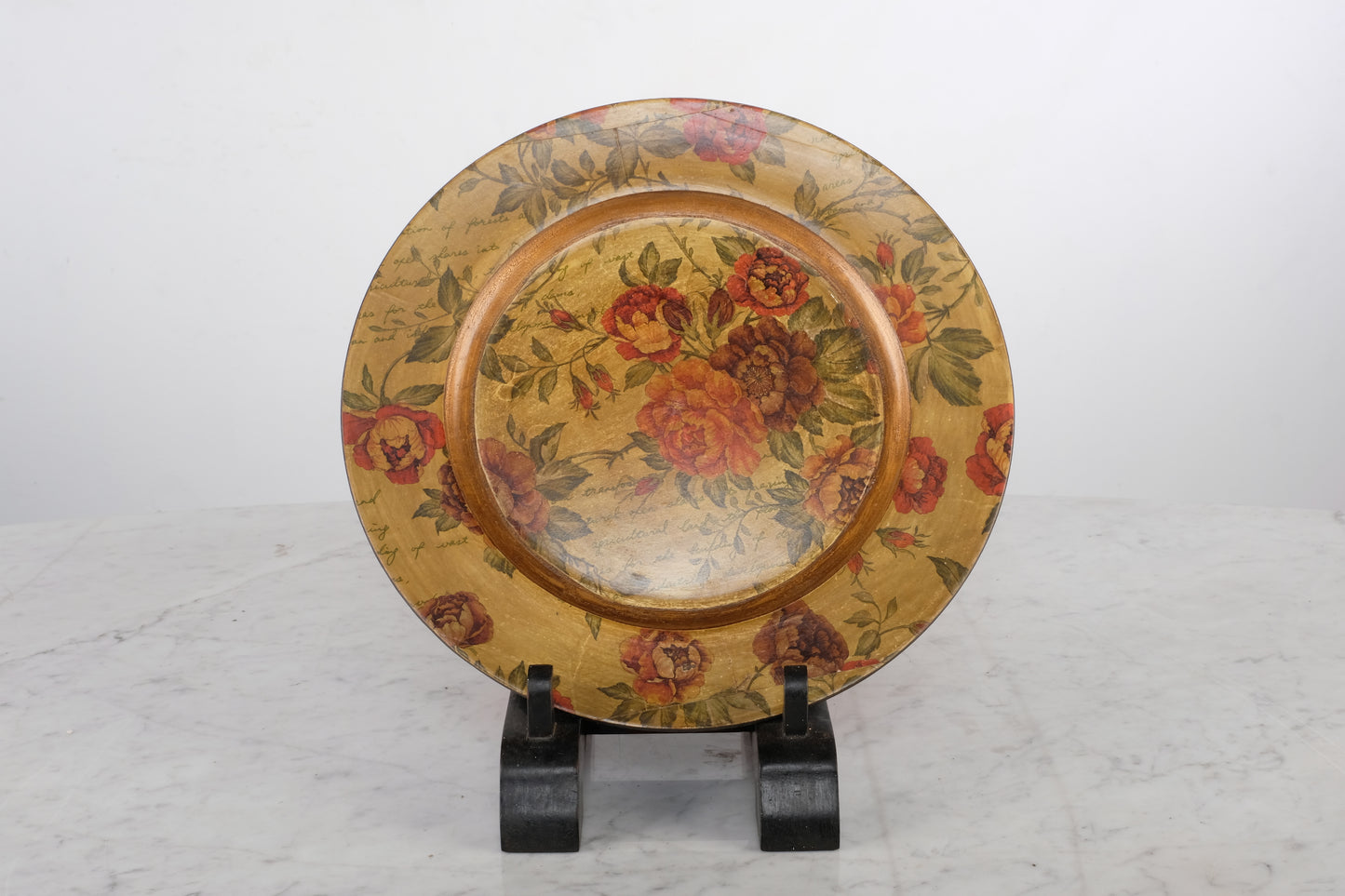 FLORAL ART HAND PAINTED CERAMIC CLAY PLATE