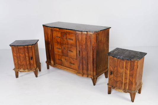 MARBLE TOP SIDE TABLE AND NIGHT STAND SET