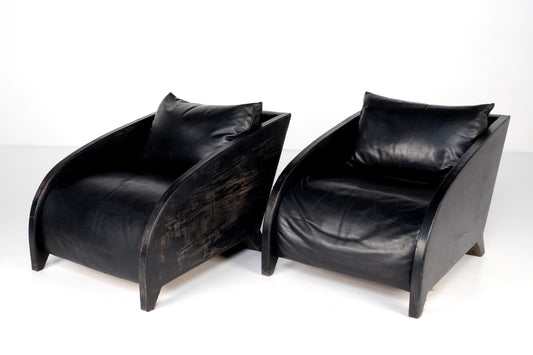 ART DECO REVIVAL BAUHAUS LEATHER LOUNGE CHAIR