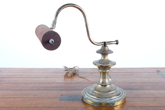 GERMAN ARCHED BACK BRASS TABLE LAMP