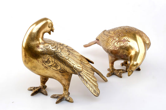 “PAIR OF TWO GOLDEN LOVE DOVES BIRDS”