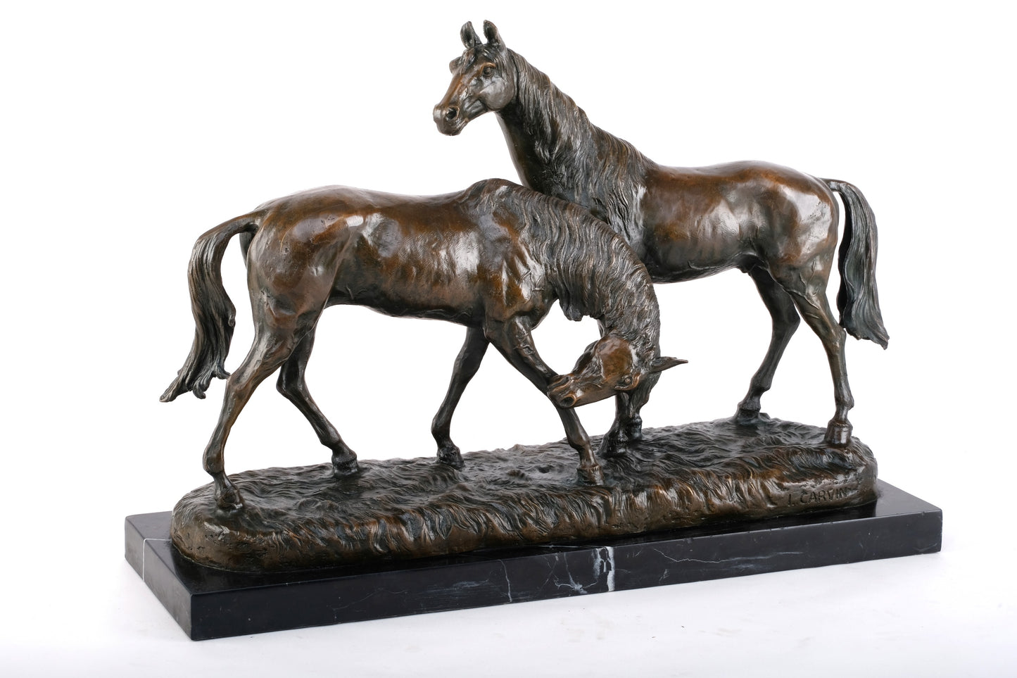 FRENCH ART DECO "GRAZING HORSES"