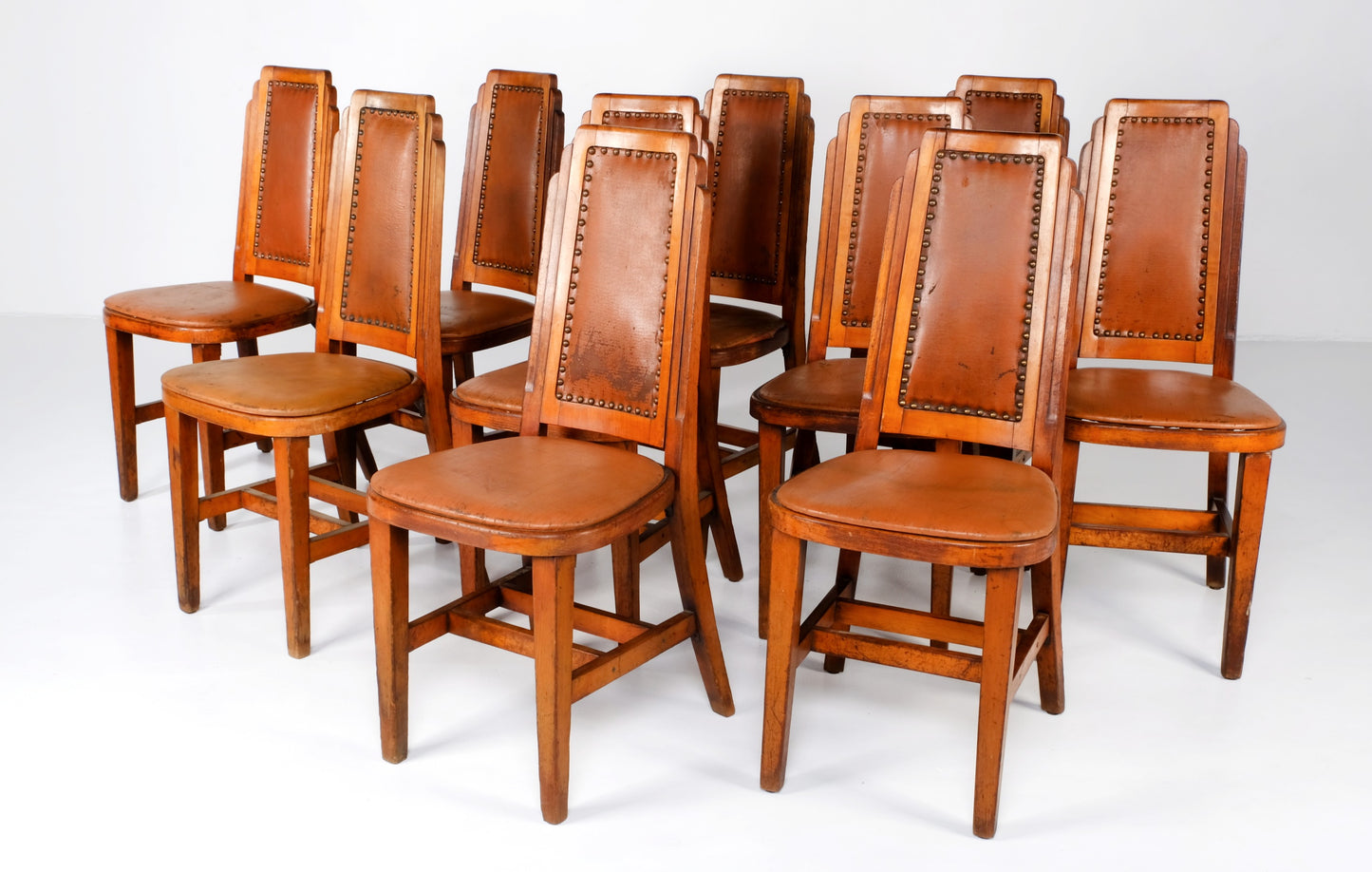 ART DECO RARE SET 10 EARLY THONET SKYSCRAPER CHAIRS