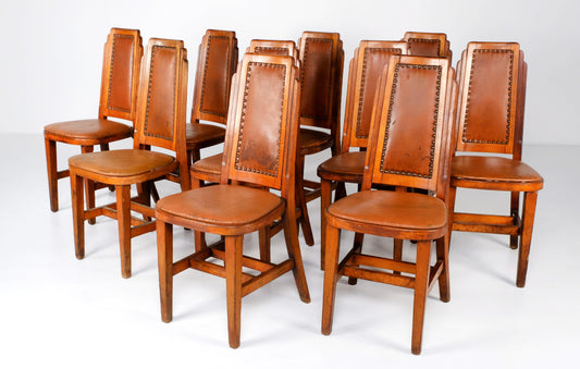 ART DECO RARE SET 10 EARLY THONET SKYSCRAPER CHAIRS