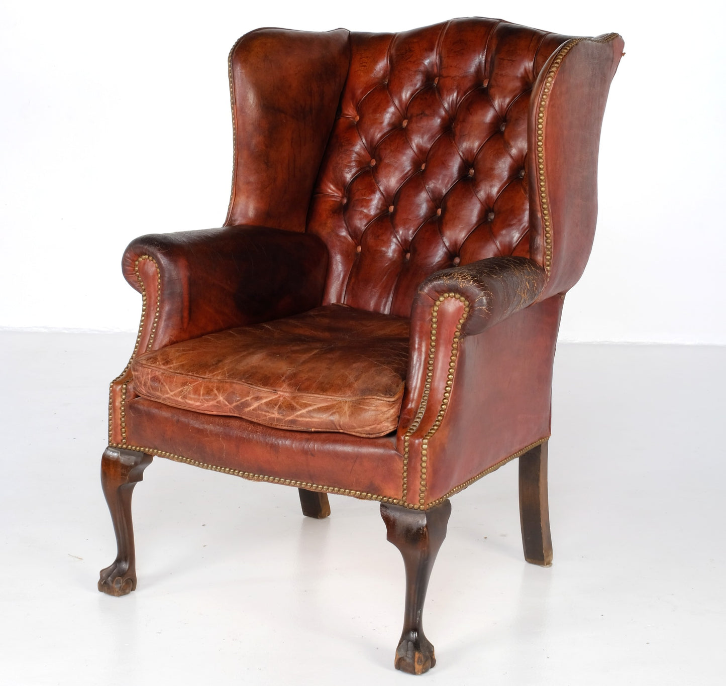 ARTDECO EDWARDIAN CHESTERFIELD LEATHER WINGBACK ARMCHAIR