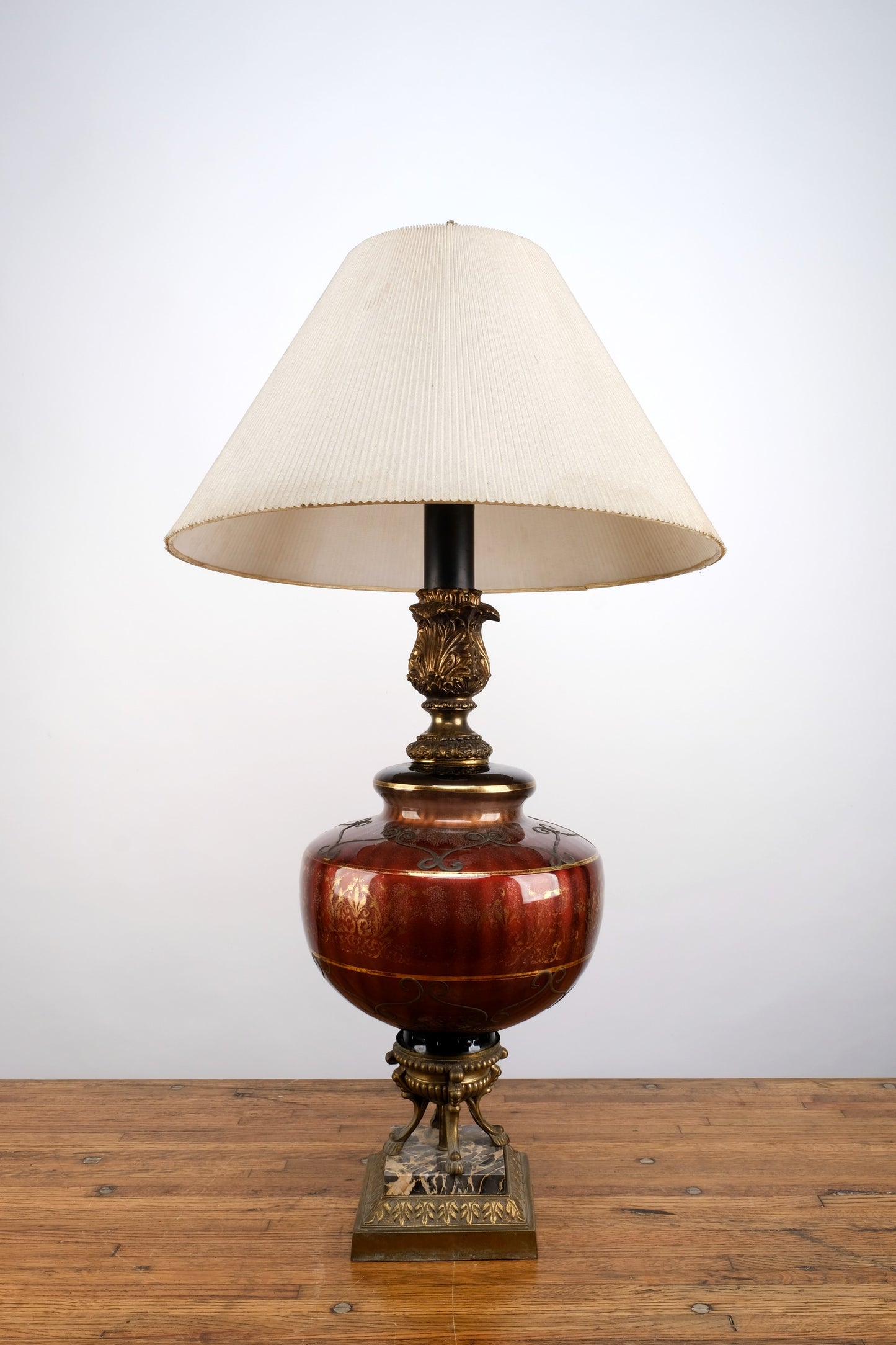 WALNUT BROWN GLAZED PORCELAIN TABLE LAMP