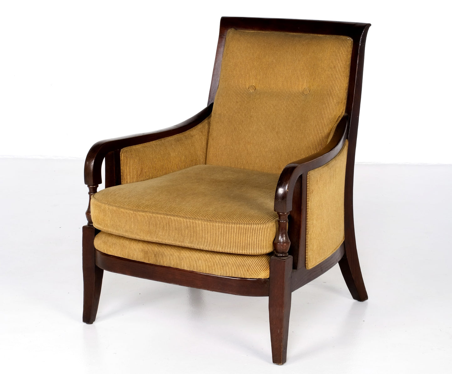 ENGLISH FABRIC WOODEN ARMS CLUB CHAIRS