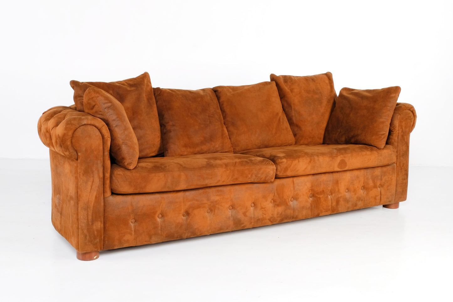 FABRIC VELVET LEATHER CHESTERFIELD STUDIO COUCH
