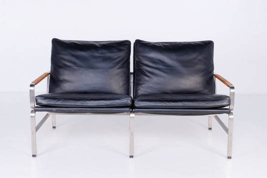LEATHER/STEEL LOVE SEAT BY: JMSTYLE