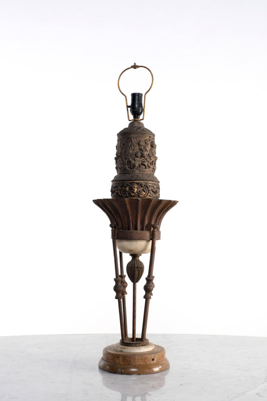 VINTAGE ROMAN CARVED STYLE LAMP