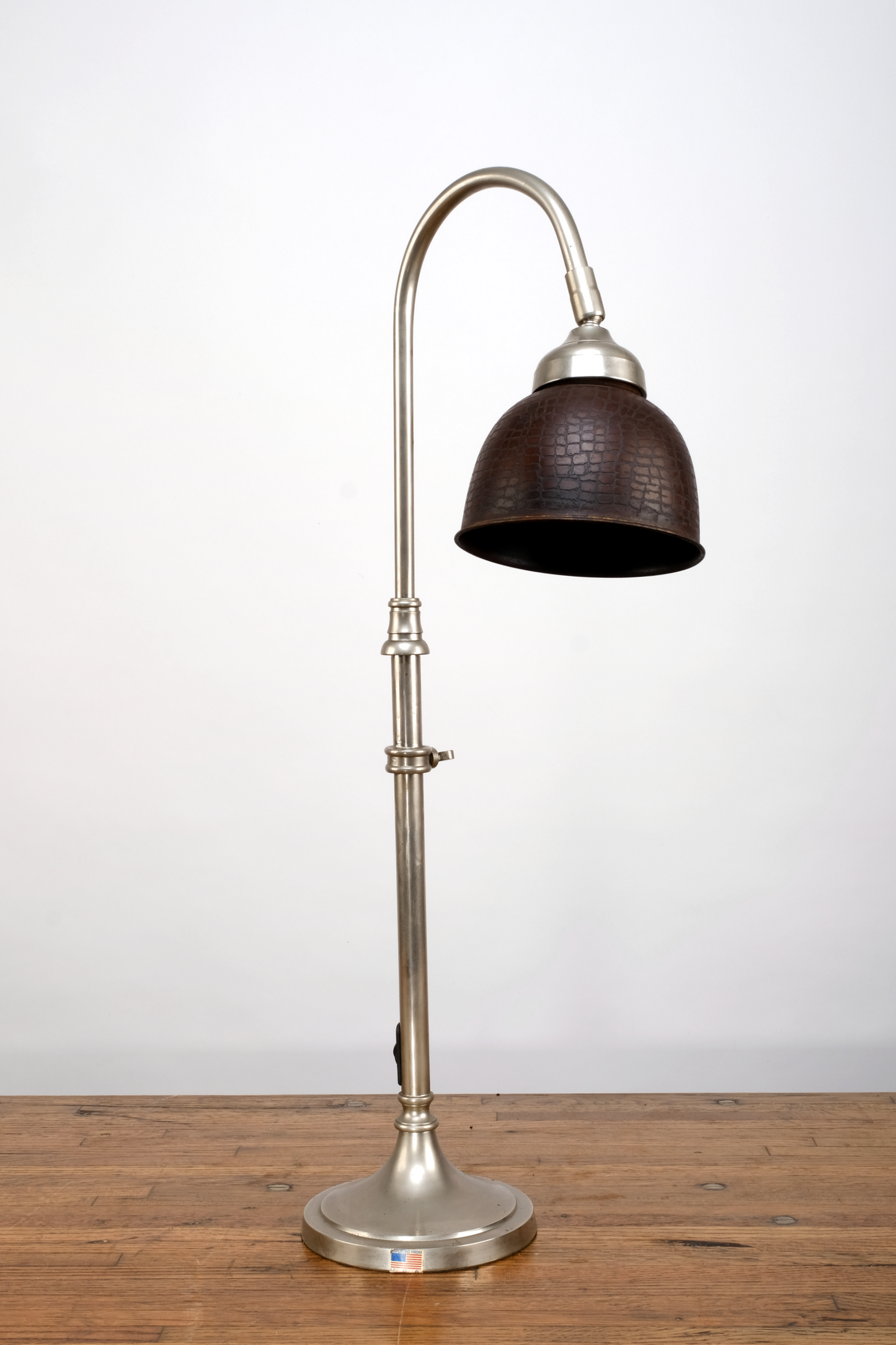 VINTAGE COPPER HEAD AND SILVER OFFICE TABLE LAMP