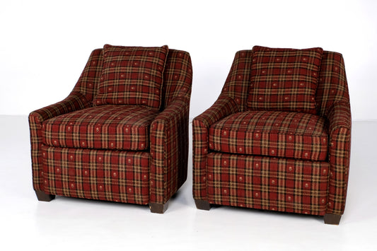 FABRIC STRIPES CLUB CHAIRS