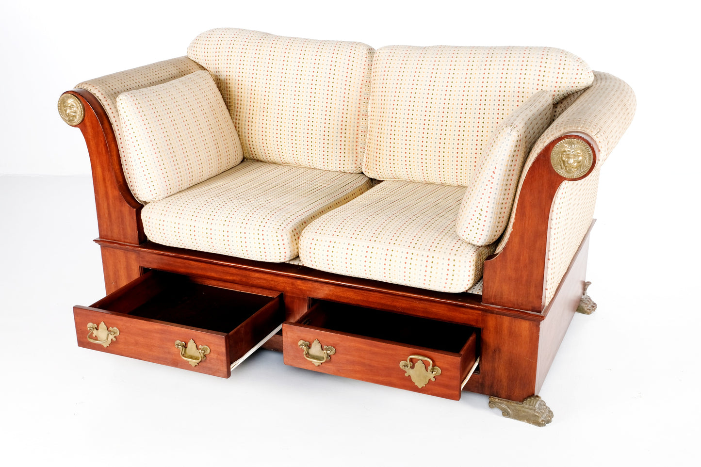 VINTAGE HANDMADE WOODEN/FABRIC LOVE SEAT