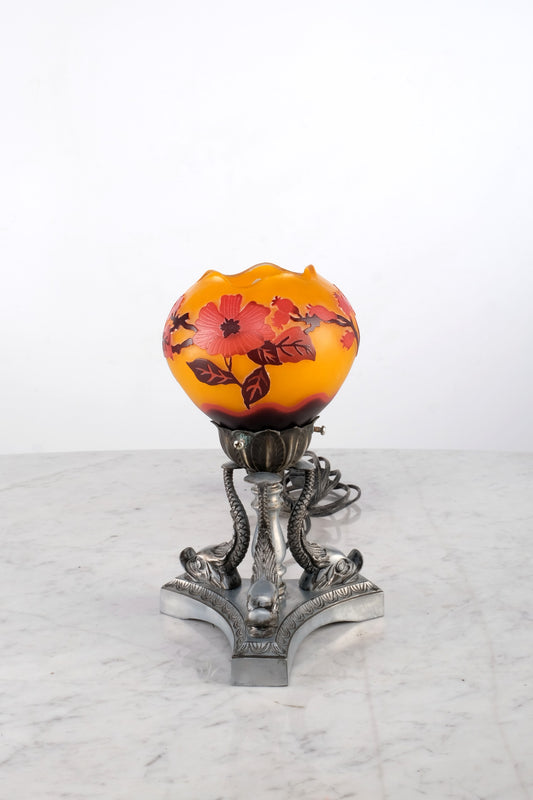 ART DECO THREE DRAGON STEM LAMP