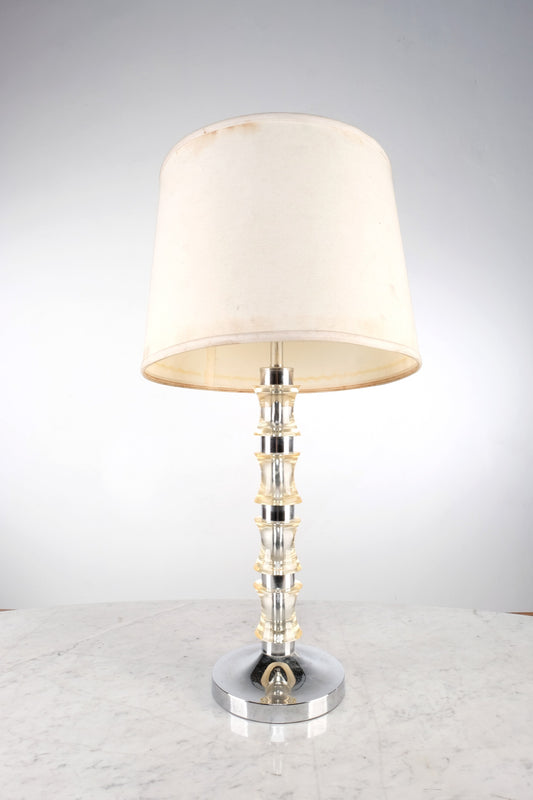 FANCY TABLE LAMP WITH GLASS ORNAMENT ON STEM