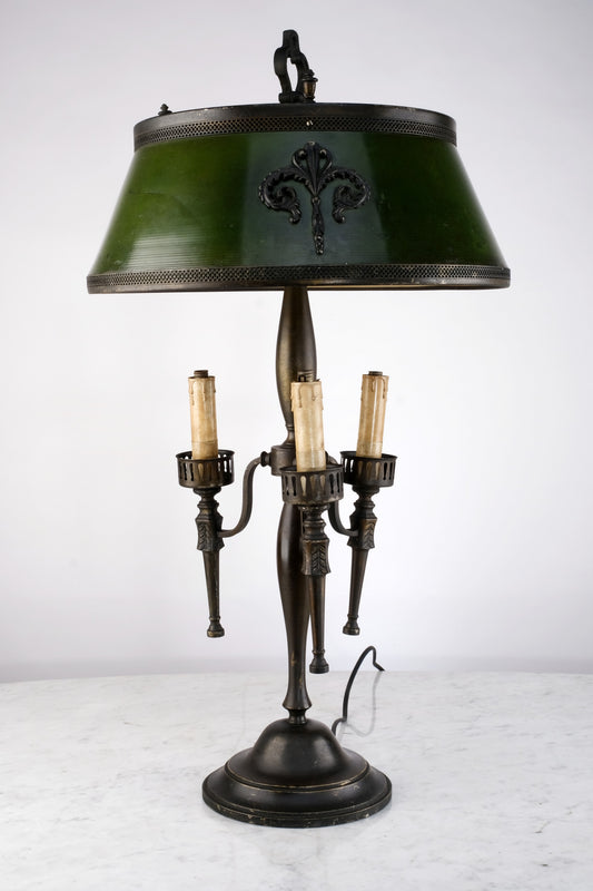 VINTAGE CANDLE STYLE GOTHIC EMERALD GREEN TABLE LAMP