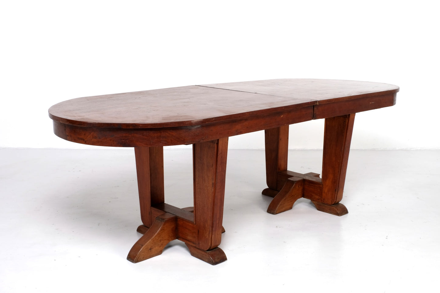 ANTIQUE DOUBLE PEDESTAL OVAL DINING TABLE