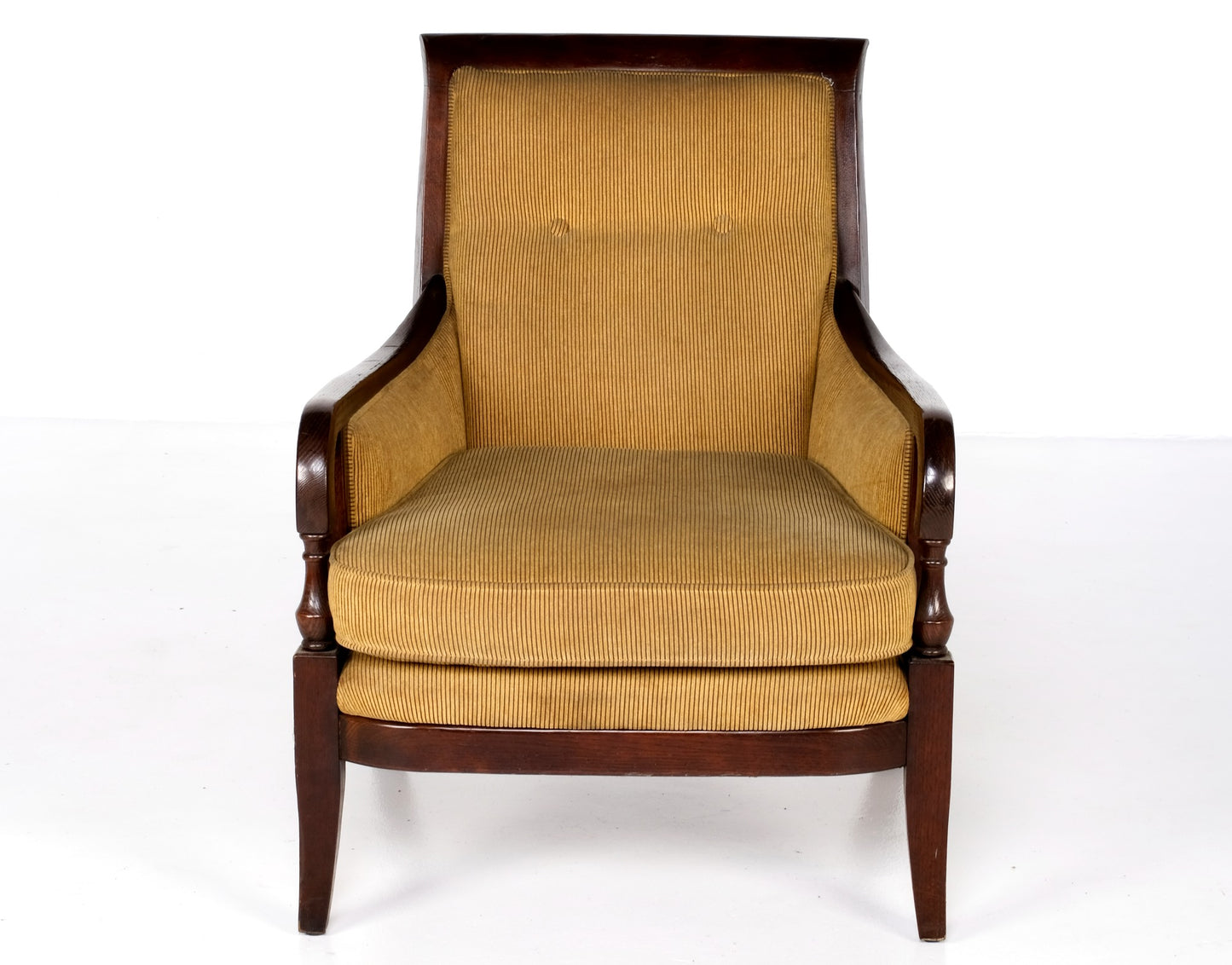 ENGLISH FABRIC WOODEN ARMS CLUB CHAIRS