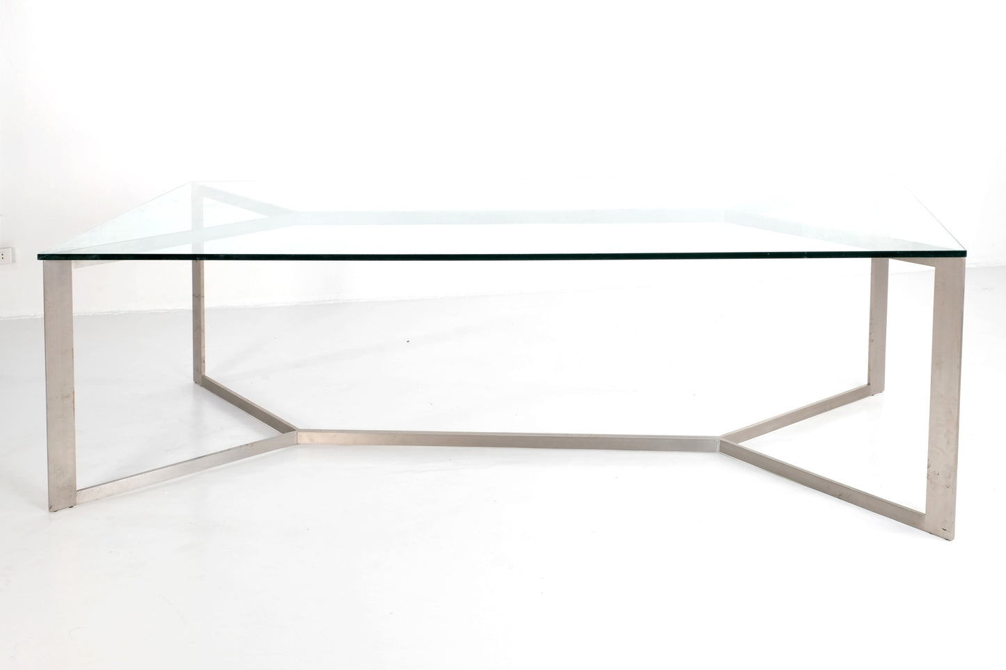 LIBRA LINTON DINING TABLE STAINLESS STEEL AND GLASS