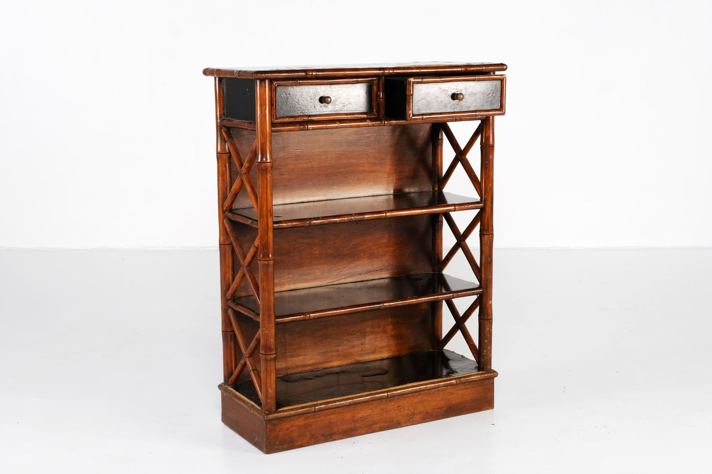ANTIQUE FAUX BAMBOO SIDE CONSOLE - DRAWERS