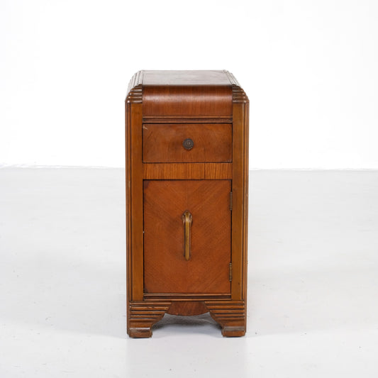 VINTAGE ART DECO NARROW NIGHT STAND SIDE CABINET/DRAWER