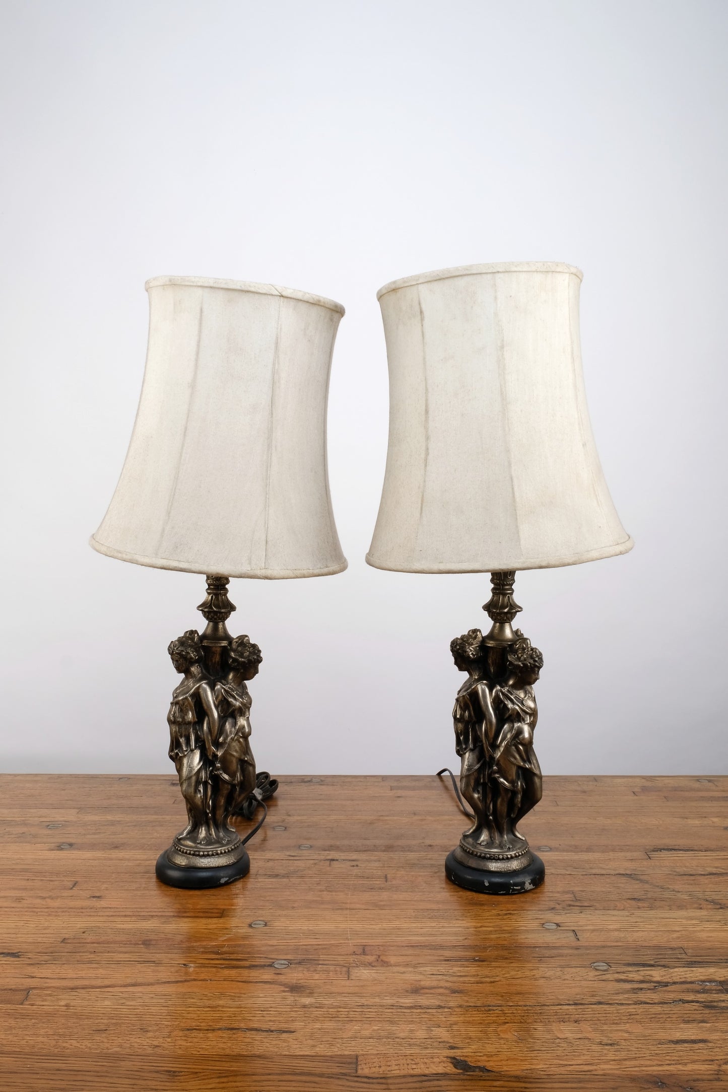 ART DECO BRONZE THREE MAIDEN LAMPSHADE