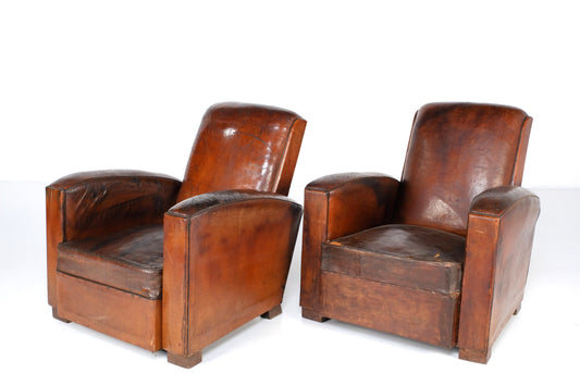 ARTDECO FRENCH LEATHER LOUNGE CHAIR #2