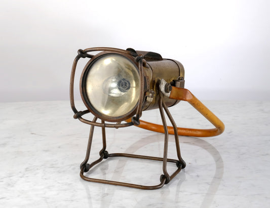 MINI BRASS NAUTICAL SPOTLIGHT WITH BAKELITE BROWN HANDLE