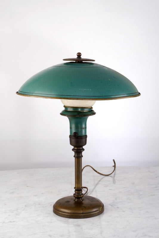EMERALD GREEN WOODEN TABLE LAMP