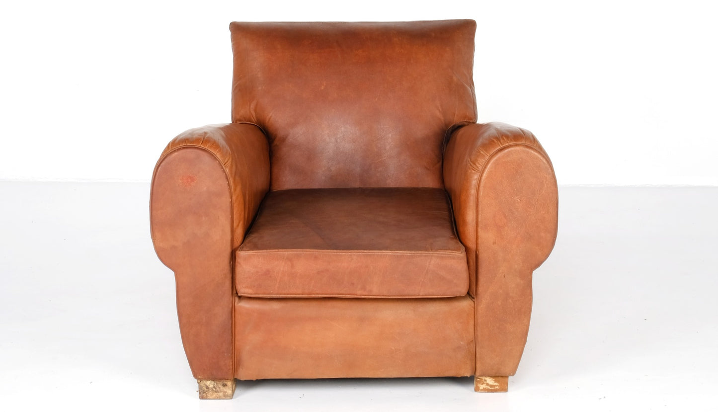 ARTDECO FRENCH LEATHER LOUNGE CHAIR #3
