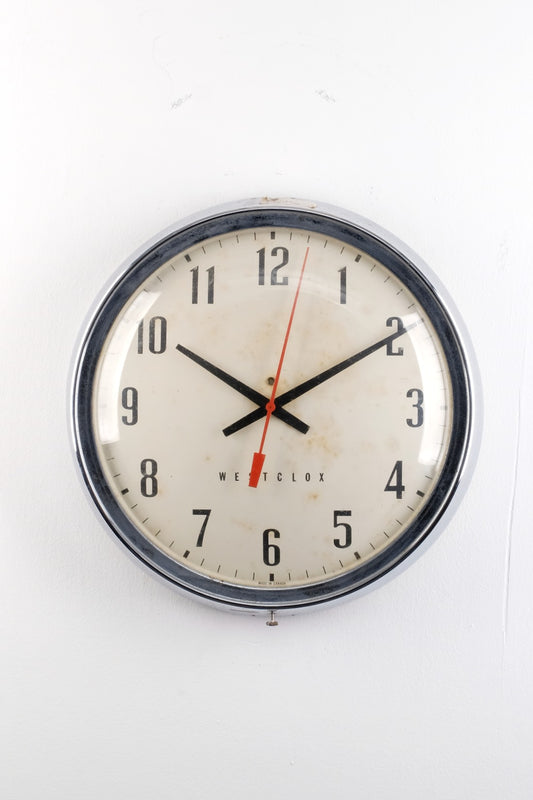 Art deco Silver Industrial Electric Westclox