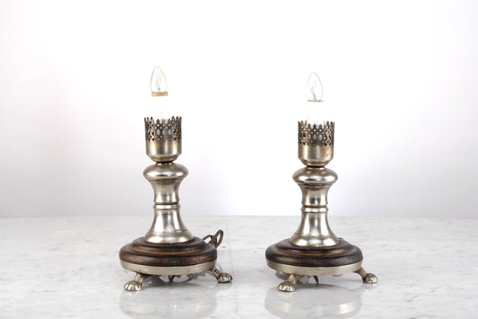 SILVER BRASS CANDLE STYLE TABLE LAMP