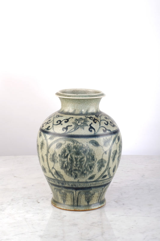 DEEP ASH GREEN  CERAMIC VASE